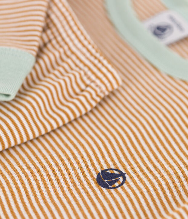 Children's striped cotton pyjamas brown/white