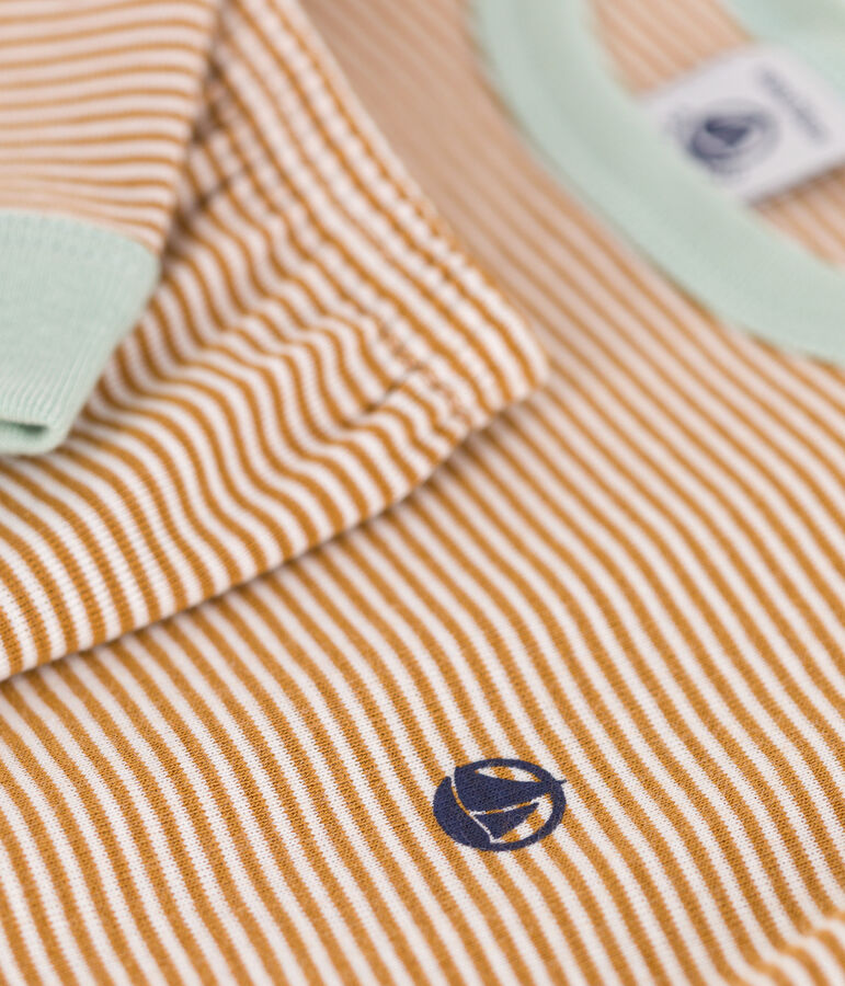 Children's striped cotton pyjamas CUIVRE brown/MARSHMALLOW