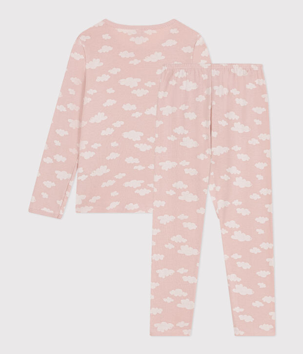 Children's Cloud Print Cotton Pyjamas pink/white