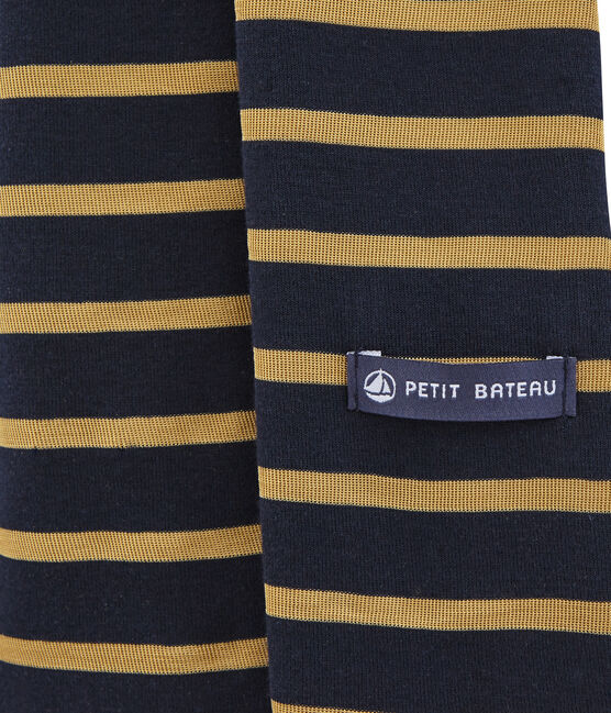 women's striped satiny scarf SMOKING blue/BRINDILLE SATIN yellow