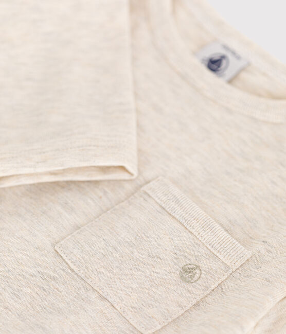 Babies' long-sleeved fine jersey T-shirt MONTELIMAR CHINE beige