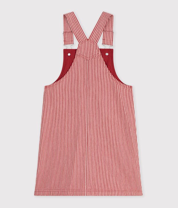 Children's stripy cotton pinafore dress pink/pink
