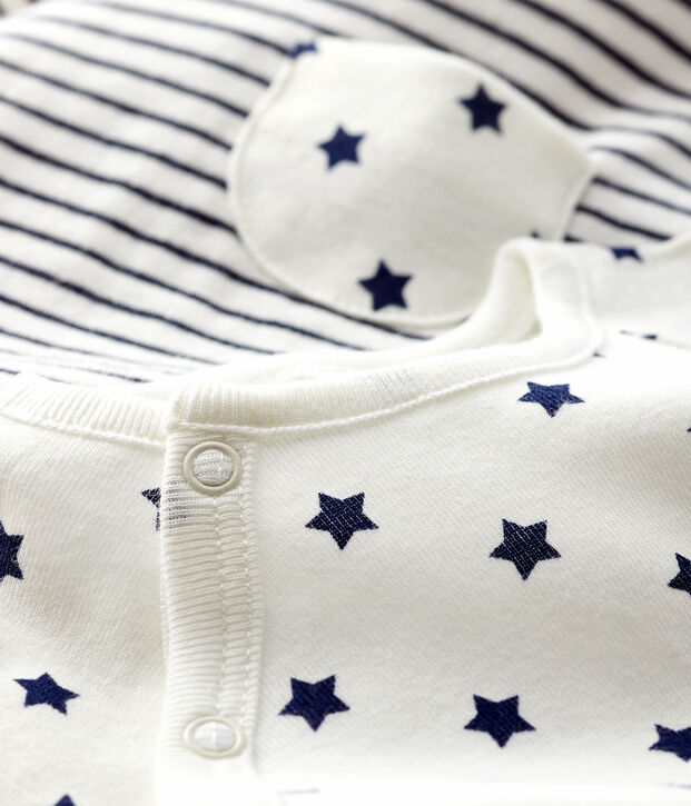 Baby's Tube Knit Clothing - 2-Piece Set white/blue