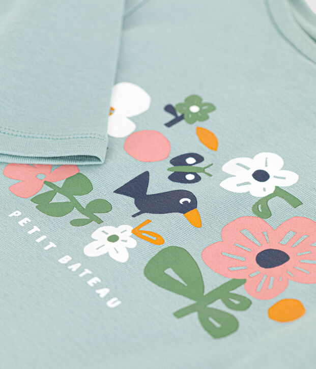 Little girls' long-sleeved rib knit T-shirt green