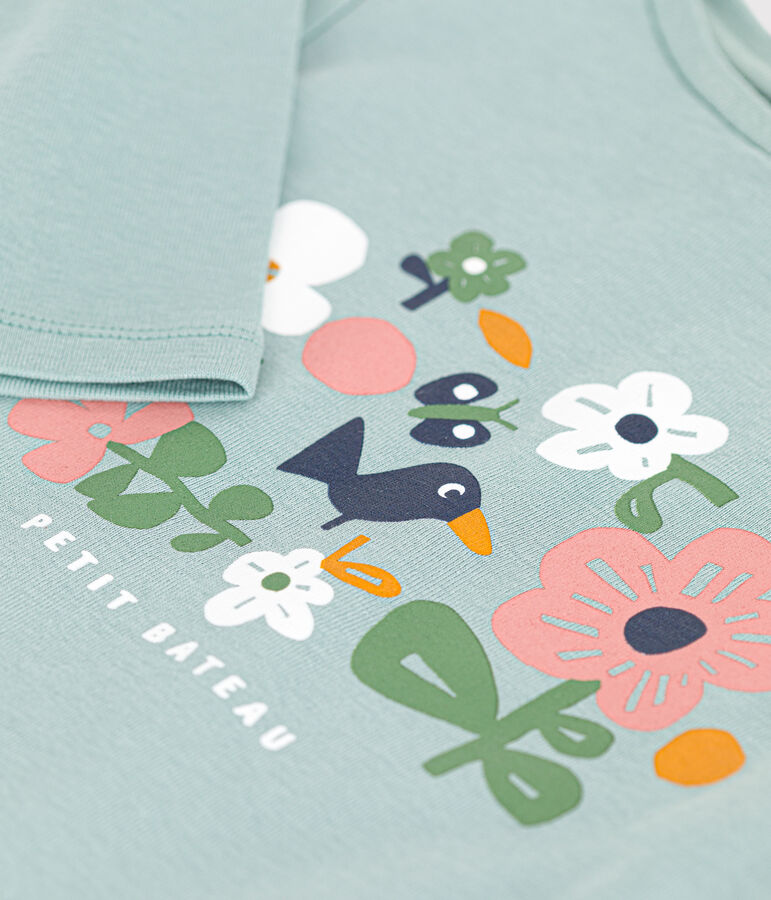 Little girls' long-sleeved rib knit T-shirt green