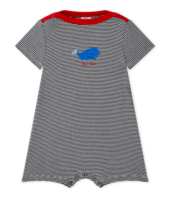 Baby boys' striped romper SMOKING blue/LAIT white