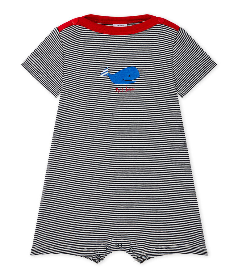 Baby boys' striped romper blue/white