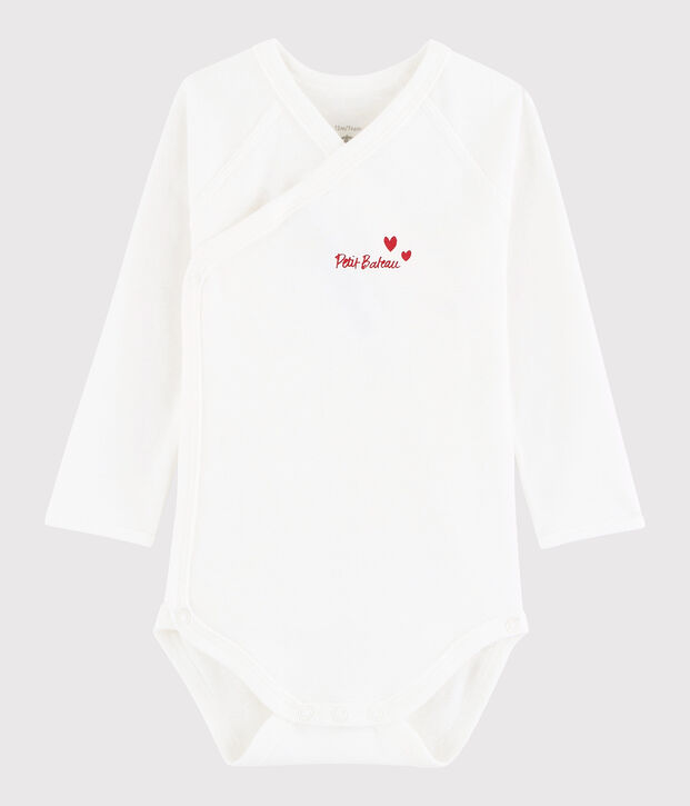 Baby Girls' Long-Sleeved Wrapover Bodysuit white