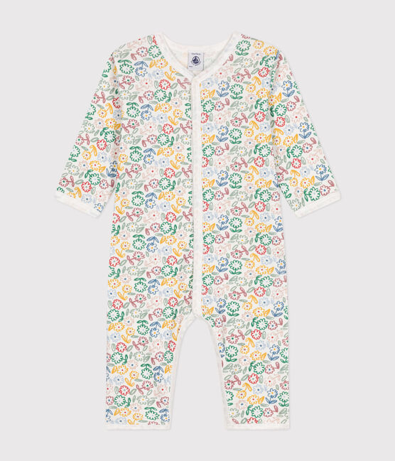 Babies' printed cotton footless pyjama suit MARSHMALLOW white/MULTICO white