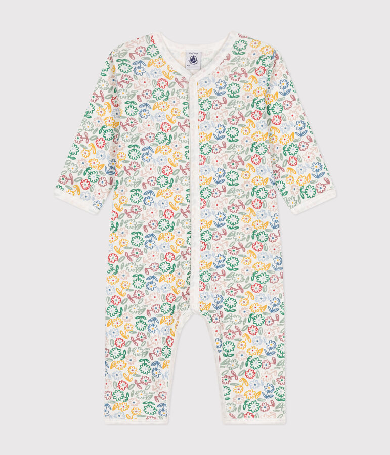 Babies' printed cotton footless pyjama suit white/multicolor
