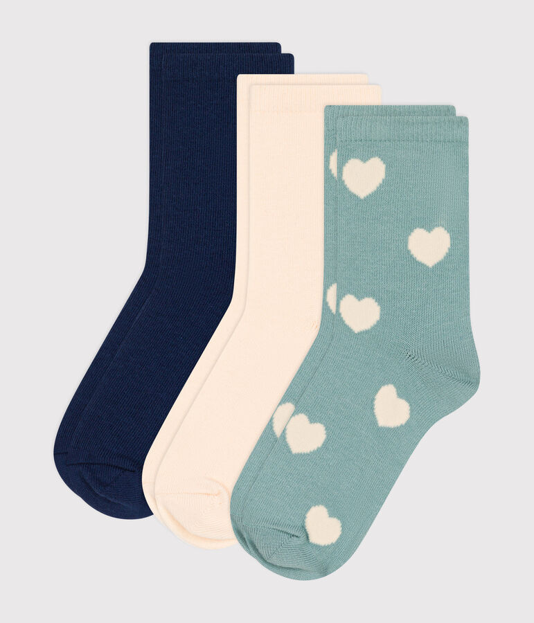Children's heart-patterned cotton socks - 3-pack multicolor