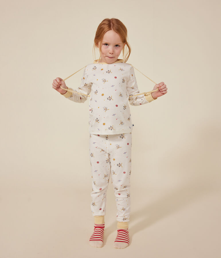 Children's' space fancy dress pyjamas in a cotton print white/multicolor