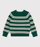 Children's stripy jumper in wool and cotton WILLOW green/AVALANCHE