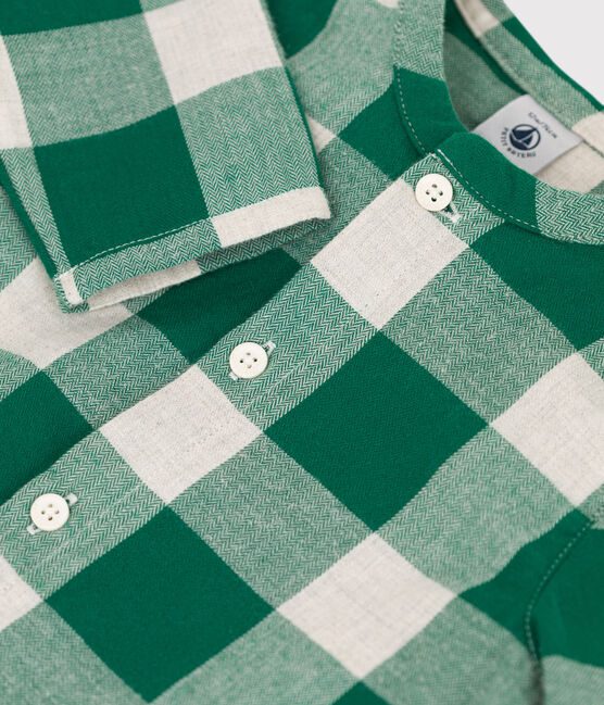 Babies' Long-Sleeved Checked Flannel Shirt MATCHA /AVALANCHE