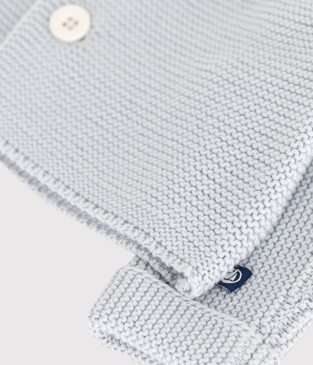 Babies' moss stitch cotton cardigan blue