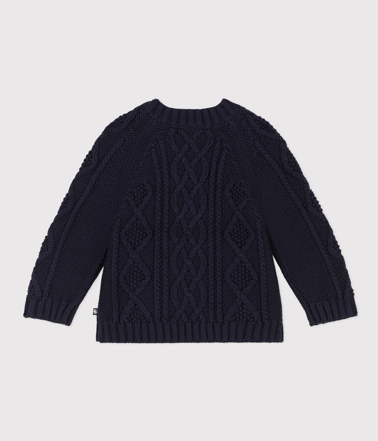 Babies' Cable Knit Cotton Pullover blue