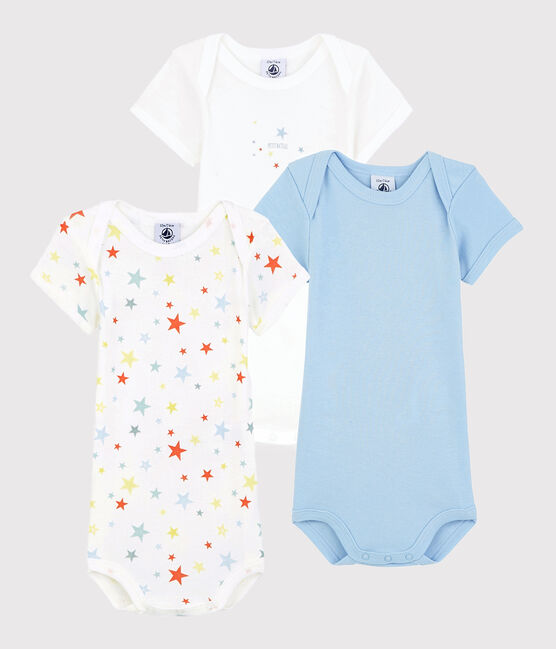 Babies' Colourful Starry Short-Sleeved Organic Cotton Bodysuits - 3-Pack variante 1