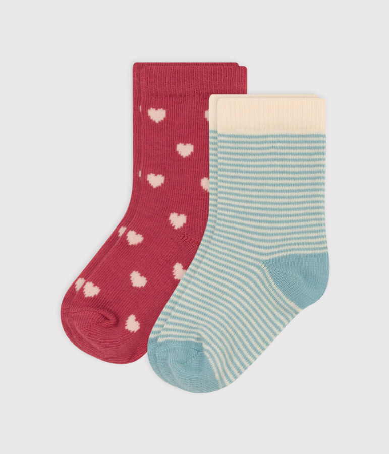 Babies' Cotton Jersey Heart Patterned Socks - 2-Pack multicolor