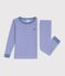 Children's snug-fitting stripy cotton pyjamas blue/white