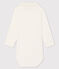 Babies' Long-Sleeved Cotton Bodysuit With Polo Shirt Collar MARSHMALLOW white
