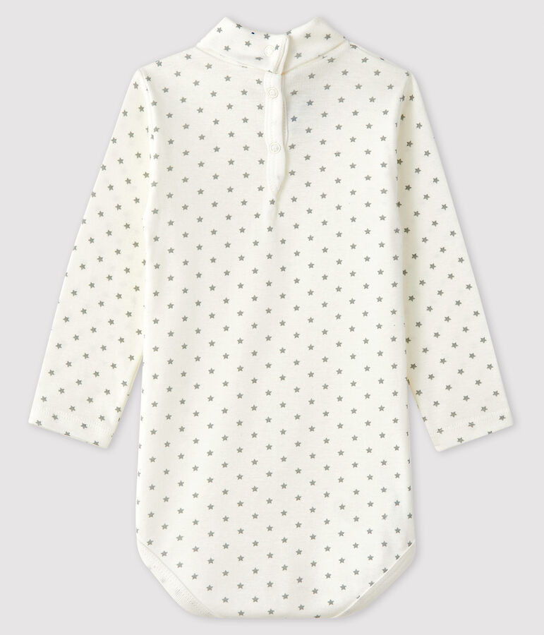 Baby boy's long-sleeved bodysuit MARSHMALLOW white/GRIS grey