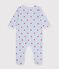 Babies' heart-print cotton pyjama suit with a collar white/multicolor