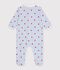 Babies' heart-print cotton pyjama suit with a collar white/multicolor