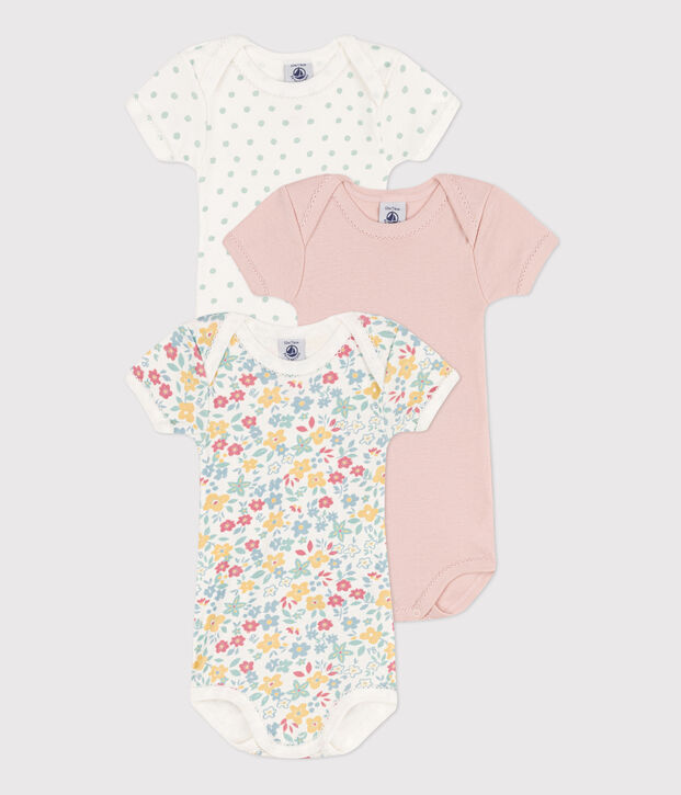 Short-Sleeved Floral Cotton Bodysuits - 3-Pack multicolor