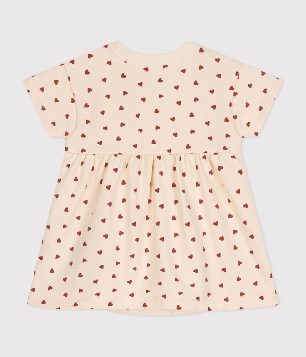 Babies' Lightweight Fleece Dress Ecru/brown