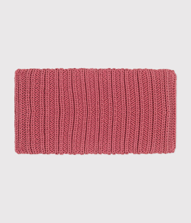 Babies' fleece-lined knitted snood pink