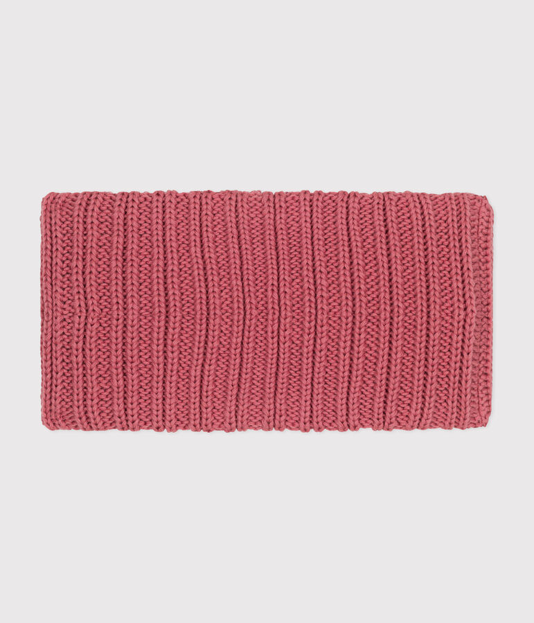 Babies' fleece-lined knitted snood pink
