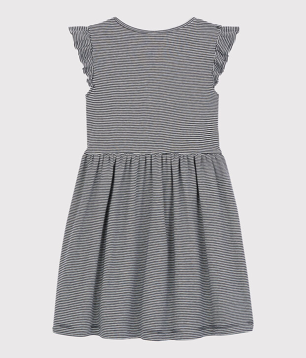 Girls' Short-Sleeved Cotton Dress blue/white