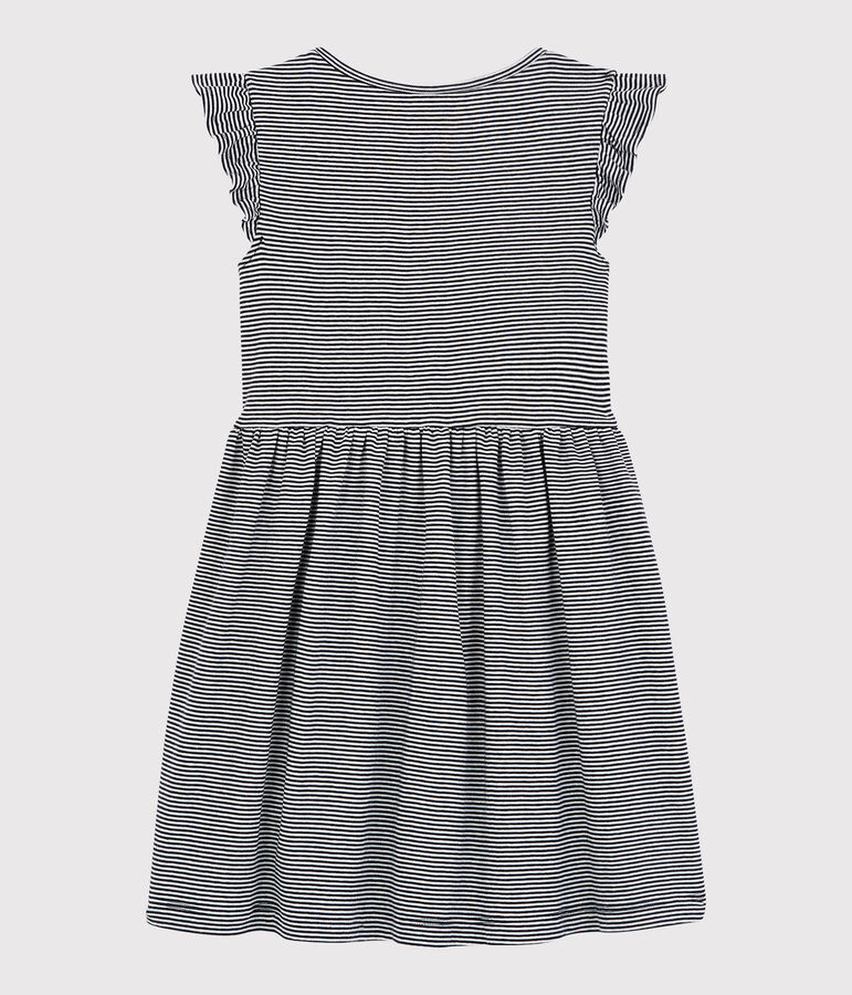 Girls' Short-Sleeved Cotton Dress blue/white