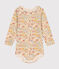 Babies' long-sleeved bodysuit in cotton with a ruff AVALANCHE white/MULTICO