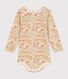 Babies' long-sleeved bodysuit in cotton with a ruff