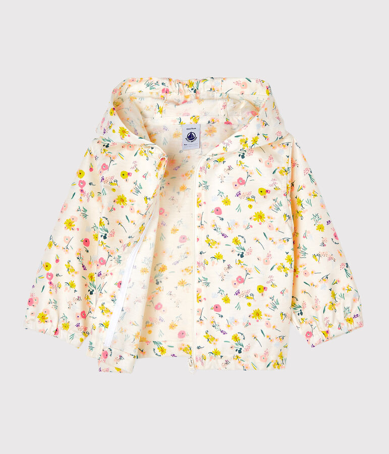 Unisex print windbreaker for babies MARSHMALLOW white/ROSE pink/MULTICO