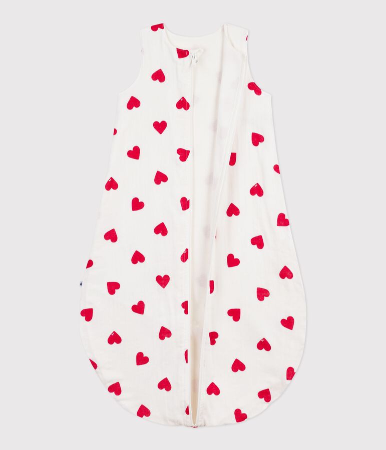 Babies' 1 TOG heart-patterned cotton sleeping bag white/red