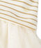 Girl's dual fabric dress with shiny stripes COQUILLE beige/LUREX DORE yellow
