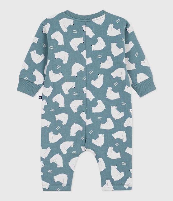 Babies' white bear-print cotton long jumpsuit GOBELIN grey/MULTICO
