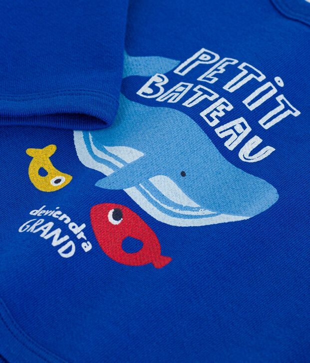 Babies' whale pattern cotton sweatshirt blue