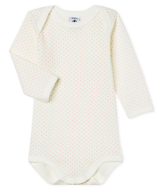 Baby Girls' Long-Sleeved Bodysuit MARSHMALLOW white/CHARME pink