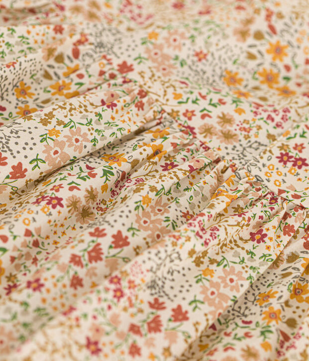 Little girls' sleeveless printed poplin dress Ecru/multicolor