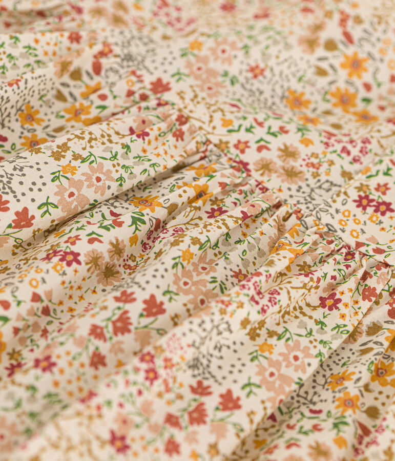 Little girls' sleeveless printed poplin dress Ecru/multicolor