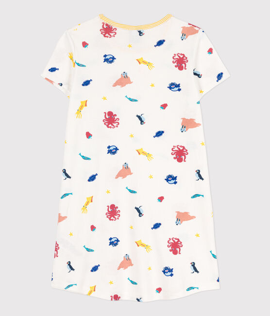 Girls' Glow-In-The-Dark Cotton Nightdress MARSHMALLOW white/MULTICO white