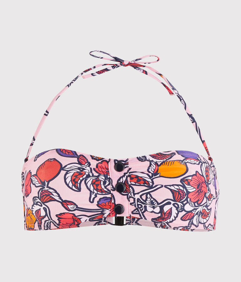 Women's Eco-Friendly Bikini Top PATIENCE pink/MULTICO white