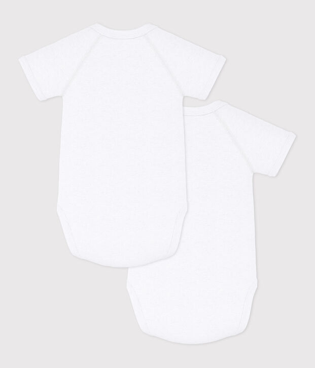 Short-sleeved plain cotton wrapover bodysuits for babies - 2-Pack multicolor