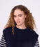 Women's long-sleeved cotton Breton top blue/white