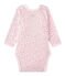 Newborn baby girls' long-sleeved printed bodysuit VIENNE pink/MULTICO white