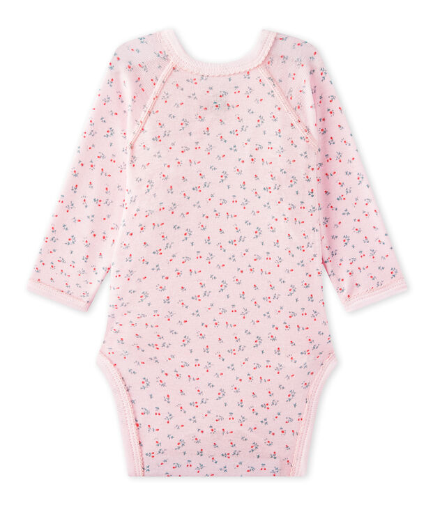 Newborn baby girls' long-sleeved printed bodysuit pink/multicolor