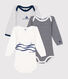 Babies' long-sleeved cotton bodies - 3-pack